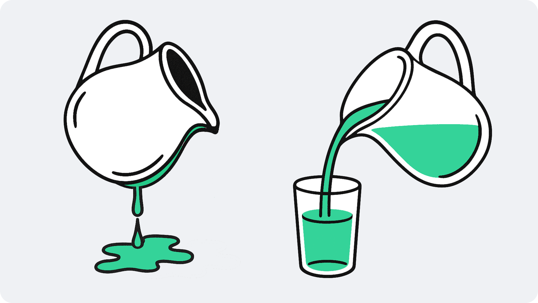 Leaky jug illustration - representing unclear landing page messaging